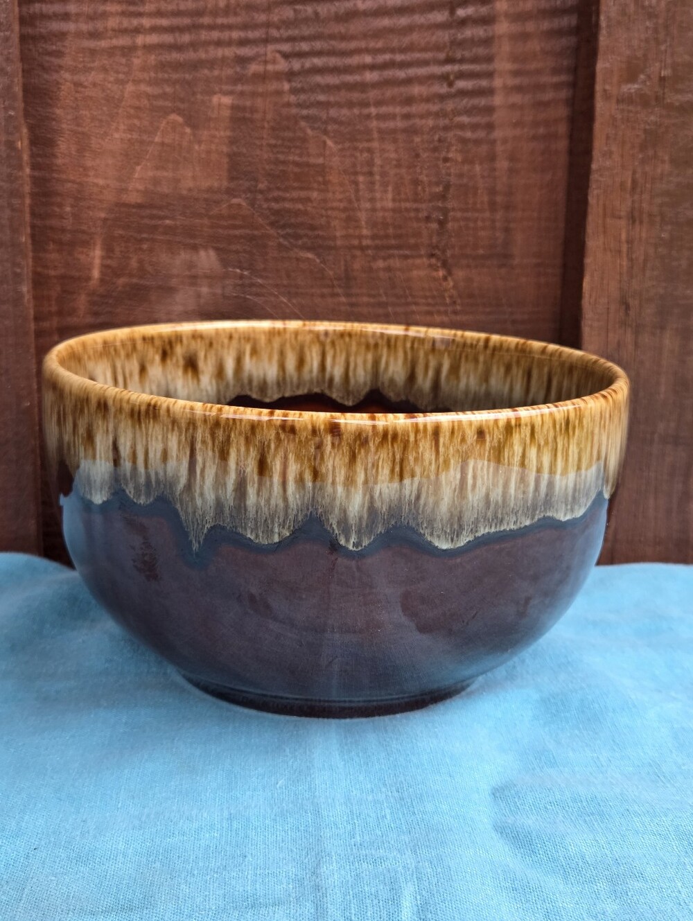 Vintage Brown Drip Pottery 2 Qt Bowl